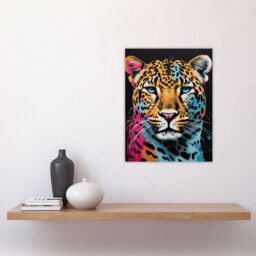 "Artery8 Leopard Lounge By Fiona Bryant Cat Head Pop Art Pink Blue Modern Unframed Wall Art Print Poster Home Decor Premium - Size: W12"" x H16""" - thumbnail 4