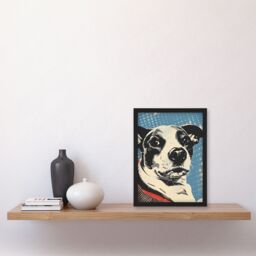 "Artery8 Dog Lover Pet Red Blue Lichtenstein Style Framed Art Print - Size: W12"" x H16""" - thumbnail 4
