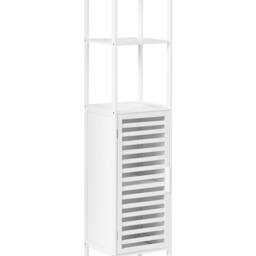 Wyld and Coco White Bamboo Bathroom Shelving Unit Door Modern Free Standing - thumbnail 2
