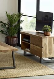 IH Design Wollaston Natural Essential Live Edge Small TV Unit in Brown - thumbnail 2