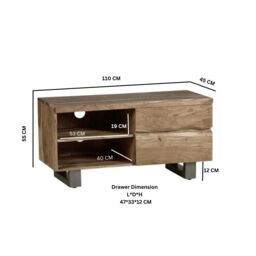 IH Design Wollaston Natural Essential Live Edge Small TV Unit in Brown - thumbnail 4