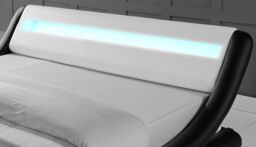 Home Detail Galaxy LED Black & White Faux Leather Bed - Size: King - thumbnail 2