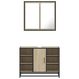 Berkfield Home 2 Piece Bathroom Furniture Set Sonoma Oak Engineered Wood in Brown - thumbnail 5