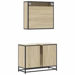 Berkfield Home 2 Piece Bathroom Furniture Set Sonoma Oak Engineered Wood in Brown - thumbnail 7
