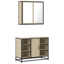 Berkfield Home 2 Piece Bathroom Furniture Set Sonoma Oak Engineered Wood in Brown - thumbnail 1