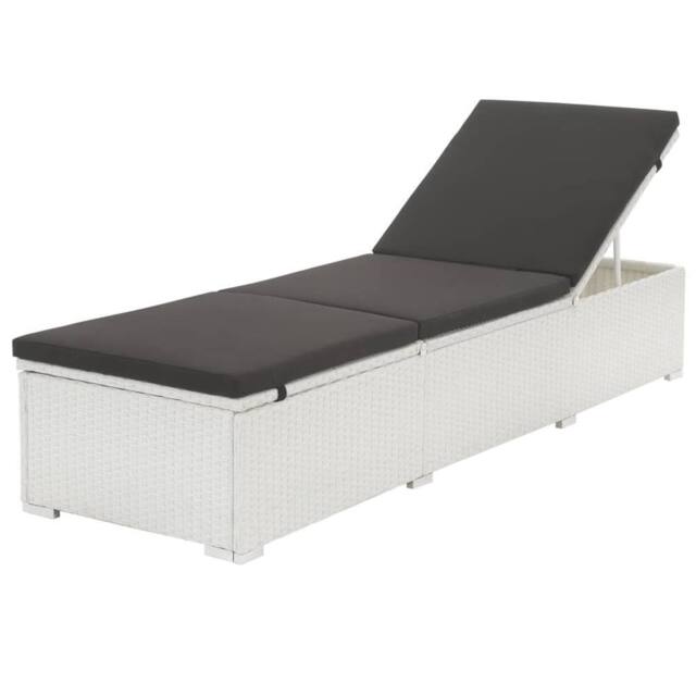 Berkfield Home Sun Lounger with Black Cushion Poly Rattan White - image 1