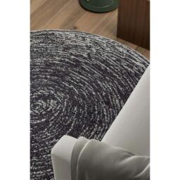 THE RUGS Gloria Round Rug - Cavallo Abstract Short Pile Polypropylene 9 mm in Dark Grey - Size: 120 cm diameter - thumbnail 7