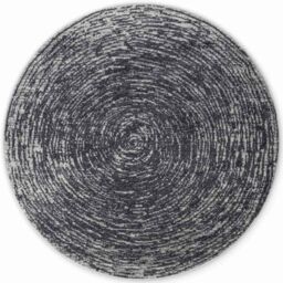 THE RUGS Gloria Round Rug - Cavallo Abstract Short Pile Polypropylene 9 mm in Dark Grey - Size: 120 cm diameter - thumbnail 1