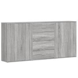 Berkfield Home Sideboards 3 pcs Grey Sonoma 60x31x84 cm Engineered Wood - Size: 60 x 31 x 84 cm - thumbnail 1