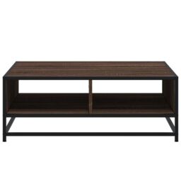 Berkfield Home Coffee Table Brown Oak 80x80x30 cm Engineered Wood & Metal - Size: 80 x 80 x 30 cm - thumbnail 5