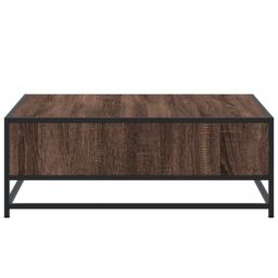 Berkfield Home Coffee Table Brown Oak 80x80x30 cm Engineered Wood & Metal - Size: 80 x 80 x 30 cm - thumbnail 6