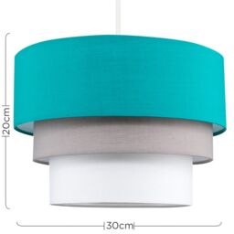 ValueLights Aztec Three Tier Easy Fit Fabric Ceiling Pendant Lamp Shade with Bulb in Teal - thumbnail 6