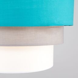 ValueLights Aztec Three Tier Easy Fit Fabric Ceiling Pendant Lamp Shade with Bulb in Teal - thumbnail 4