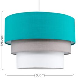 ValueLights Aztec Three Tier Easy Fit Fabric Ceiling Pendant Lamp Shade with Bulb in Teal - thumbnail 7