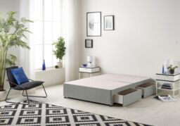 Somnior Ziggy Platform Divan Bed Base With 2 Drawers Linen in Silver - Size: King - thumbnail 2