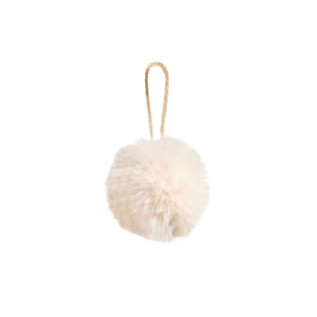 Melody Maison Set Of 3 Small Cream Faux Fur Baubles - 7.5cm - image 1
