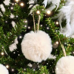 Melody Maison Set Of 3 Small Cream Faux Fur Baubles - 7.5cm - thumbnail 6
