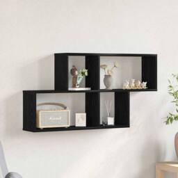 Berkfield Home Modern Black Oak Wall Cabinet 76x15x53 cm Made from Engineered Wood - Size: 76 x 15 x 53 cm - thumbnail 2