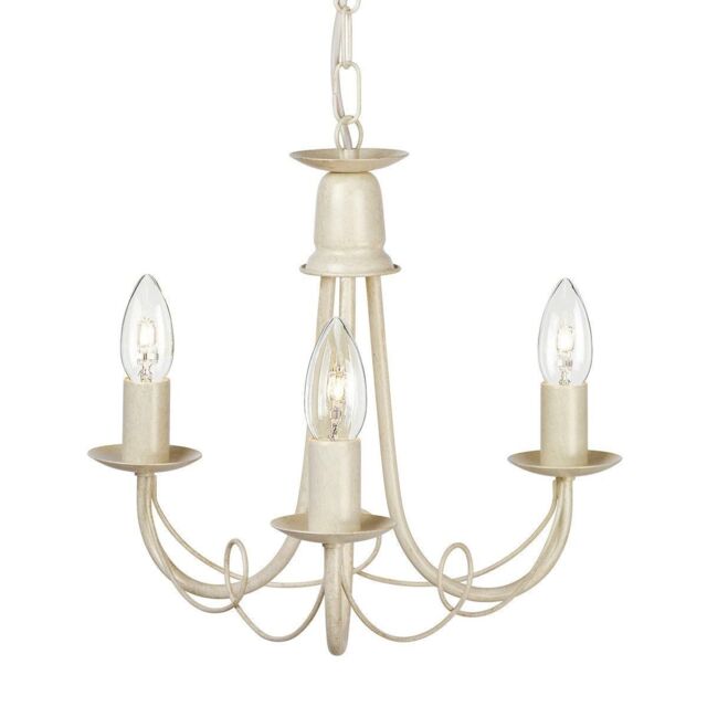 Netlighting Minster Chandelier 3 Light Ivory Gold Finish E14 in White