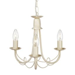 Netlighting Minster Chandelier 3 Light Ivory Gold Finish E14 in White