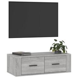 Berkfield Home Hanging TV Cabinet Grey Sonoma 80x36x25 cm Engineered Wood - Size: 80 x 36 x 25 cm - thumbnail 4