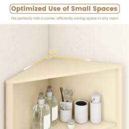 Costway Modern Corner Storage Cabinet w/ 5 Shelves Bathroom Tall Cabinet in Beige - thumbnail 7