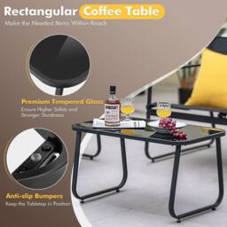 Gymax 4 PCS Patio Furniture Set Garden Outdoor Conversation Set With Table in Black - Size: 4 Pack - thumbnail 6