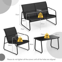 Gymax 4 PCS Patio Furniture Set Garden Outdoor Conversation Set With Table in Black - Size: 4 Pack - thumbnail 2