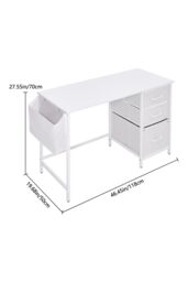 H&O Direct White Computer Desk with Fabric Drawers - thumbnail 8