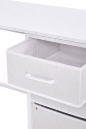 H&O Direct White Computer Desk with Fabric Drawers - thumbnail 5