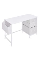 H&O Direct White Computer Desk with Fabric Drawers - thumbnail 4