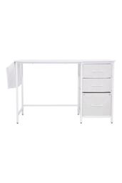 H&O Direct White Computer Desk with Fabric Drawers - thumbnail 3
