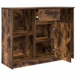 Berkfield Home Sideboard with Drawer Smoked Oak 101x35x76 cm Engineered Wood in Brown - Size: 101 x 35 x 76 cm - thumbnail 5