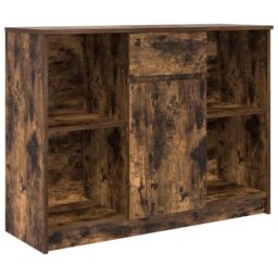 Berkfield Home Sideboard with Drawer Smoked Oak 101x35x76 cm Engineered Wood in Brown - Size: 101 x 35 x 76 cm - thumbnail 2