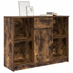 Berkfield Home Sideboard with Drawer Smoked Oak 101x35x76 cm Engineered Wood in Brown - Size: 101 x 35 x 76 cm - thumbnail 4