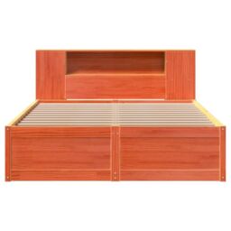 Berkfield Home Bed Frame without Mattress Wax Brown 150x200 cm King Size Solid Wood Pine - thumbnail 4