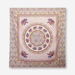 KDMD Elephant Mandala Wall Hanging & Beach Spread - Purple/Blue on Cream - thumbnail 4
