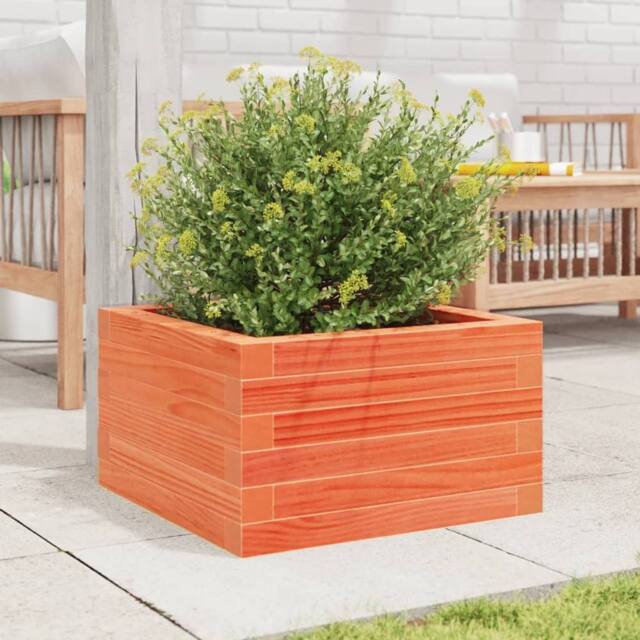 Berkfield Home Decorative Garden Planter Wax Brown 40x40x23 cm Solid Wood Pine in Burnt Orange - Size: 40 x 40 x 23 cm - image 1