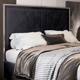 Casani Roxy Upholstered Soft Velvet Metal Bed Frame in Black - Size: King - thumbnail 2