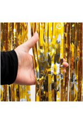 Netagon Shimmer Tinsel Curtain Reindeer Christmas Tree Design 2M x 1M Yellow - thumbnail 5