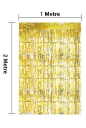 Netagon Shimmer Tinsel Curtain Reindeer Christmas Tree Design 2M x 1M Yellow - thumbnail 3