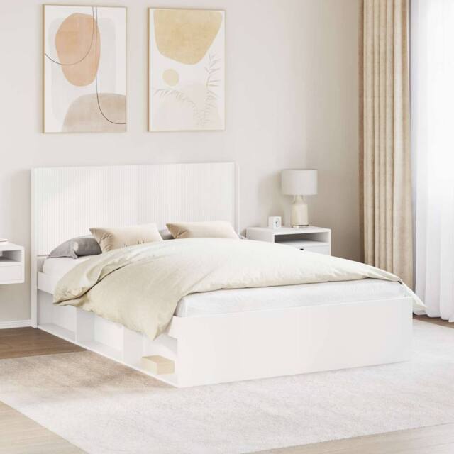 Berkfield Home Bed Frame with Storage & Headboard White 120 x 200 cm - image 1