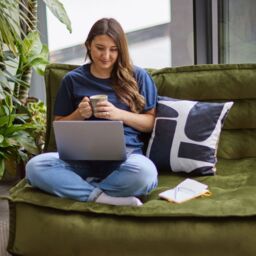 icon Kota Velvet XL Bean Bag Sofa Grey Bean Bag Chair in Olive - thumbnail 3