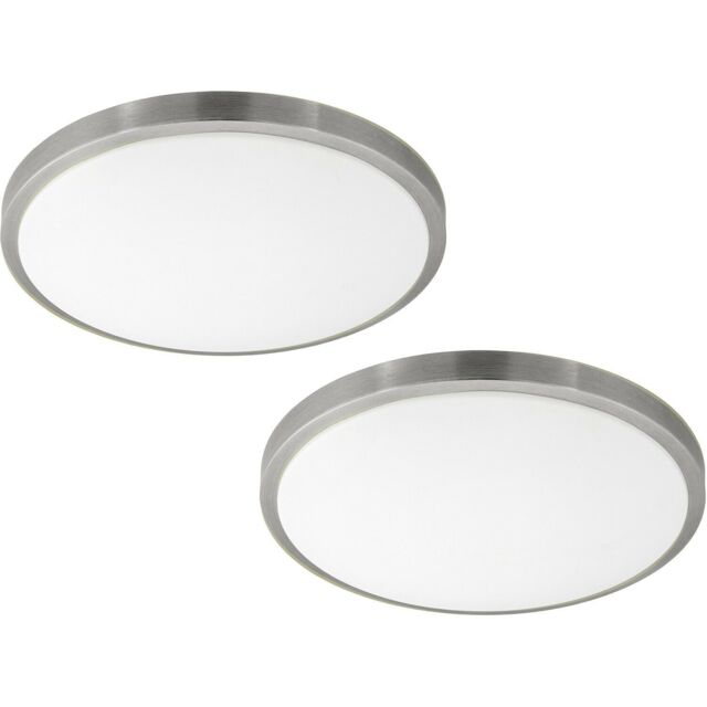 Loops 2 PACK Wall Flush Ceiling Light White Shade White Satined Nickel Plastic LED 24W in Metallics - image 1