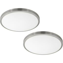Loops 2 PACK Wall Flush Ceiling Light White Shade White Satined Nickel Plastic LED 24W in Metallics