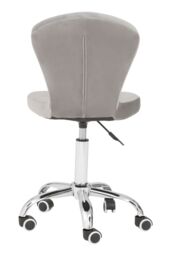 Orsina Comfortable Pink Velvet Buttoned Home Office Chair, Ergonomic Work From Home Chair, Movable Ergonomic Chair in Silver - thumbnail 4