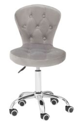 Orsina Comfortable Pink Velvet Buttoned Home Office Chair, Ergonomic Work From Home Chair, Movable Ergonomic Chair in Silver - thumbnail 2