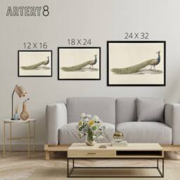 "Artery8 Pieter Pietersz Barbiers Blue Peacock Framed Canvas Wall Art Print in Beige - Size: W12"" x H16""" - thumbnail 4
