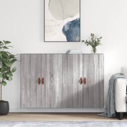 Berkfield Home Wall Mounted Cabinets 2 pcs Grey Sonoma 69.5x34x90 cm - thumbnail 2