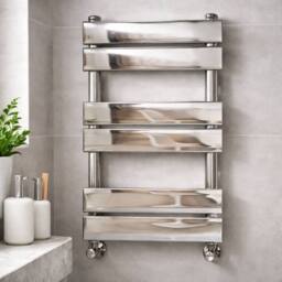 Bathroom Kingdom Queenstown Chrome Designer Flat Panel Heated Towel Rail 800x450mm in Silver - thumbnail 1